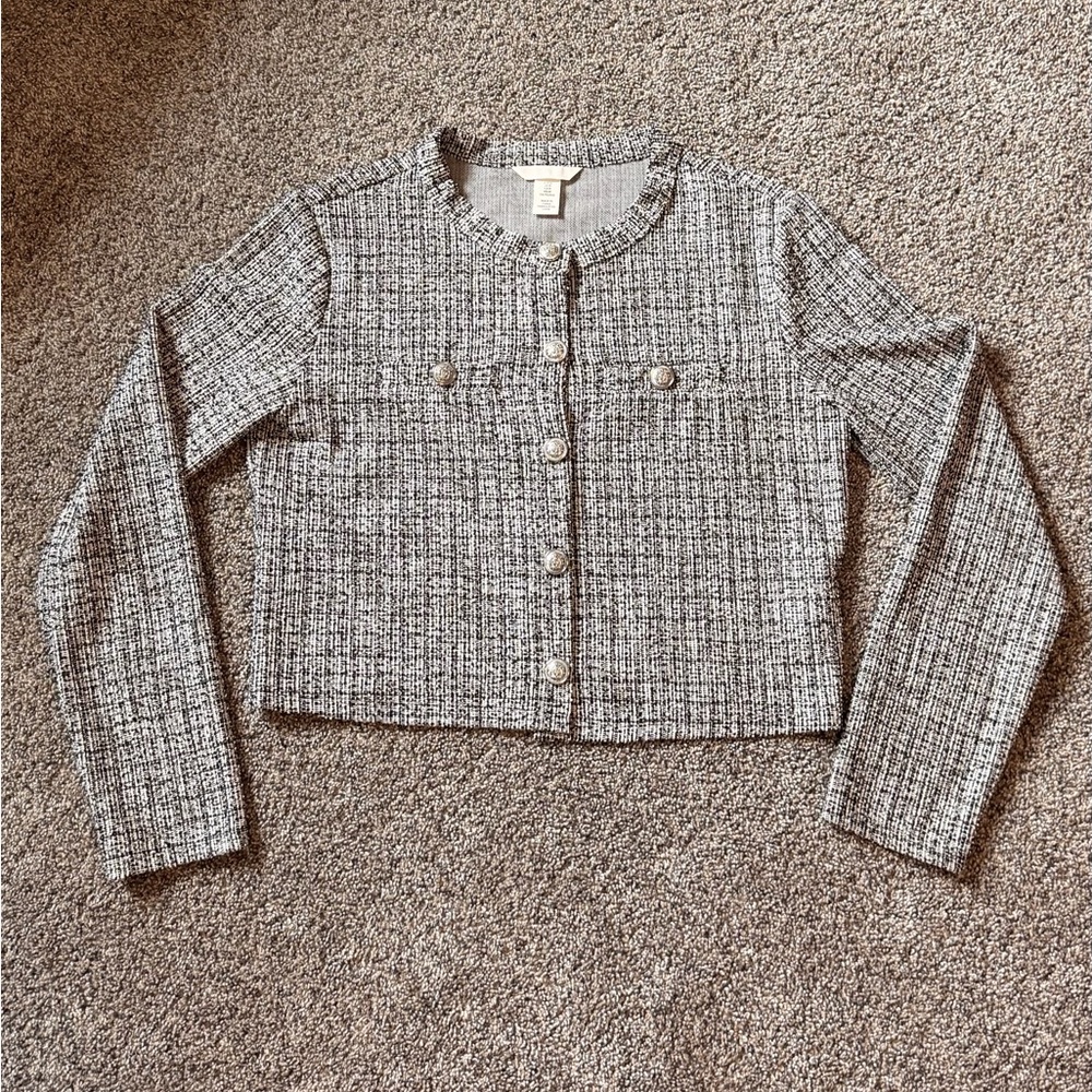 NWOT - H&M Women's Gray Tweed Cropped Jacket